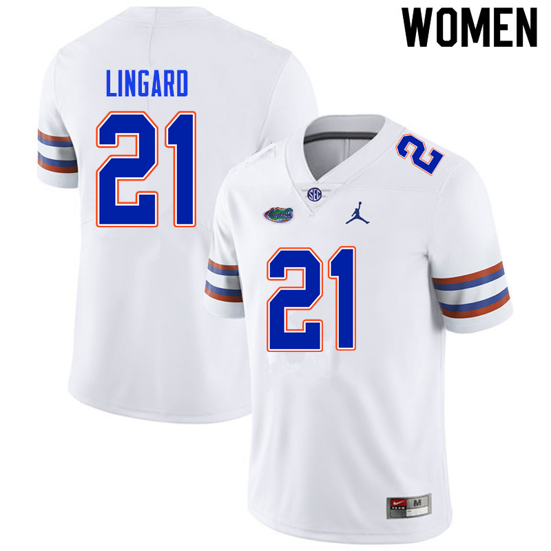 Women #21 Lorenzo Lingard Florida Gators College Football Jerseys Sale-White - Click Image to Close